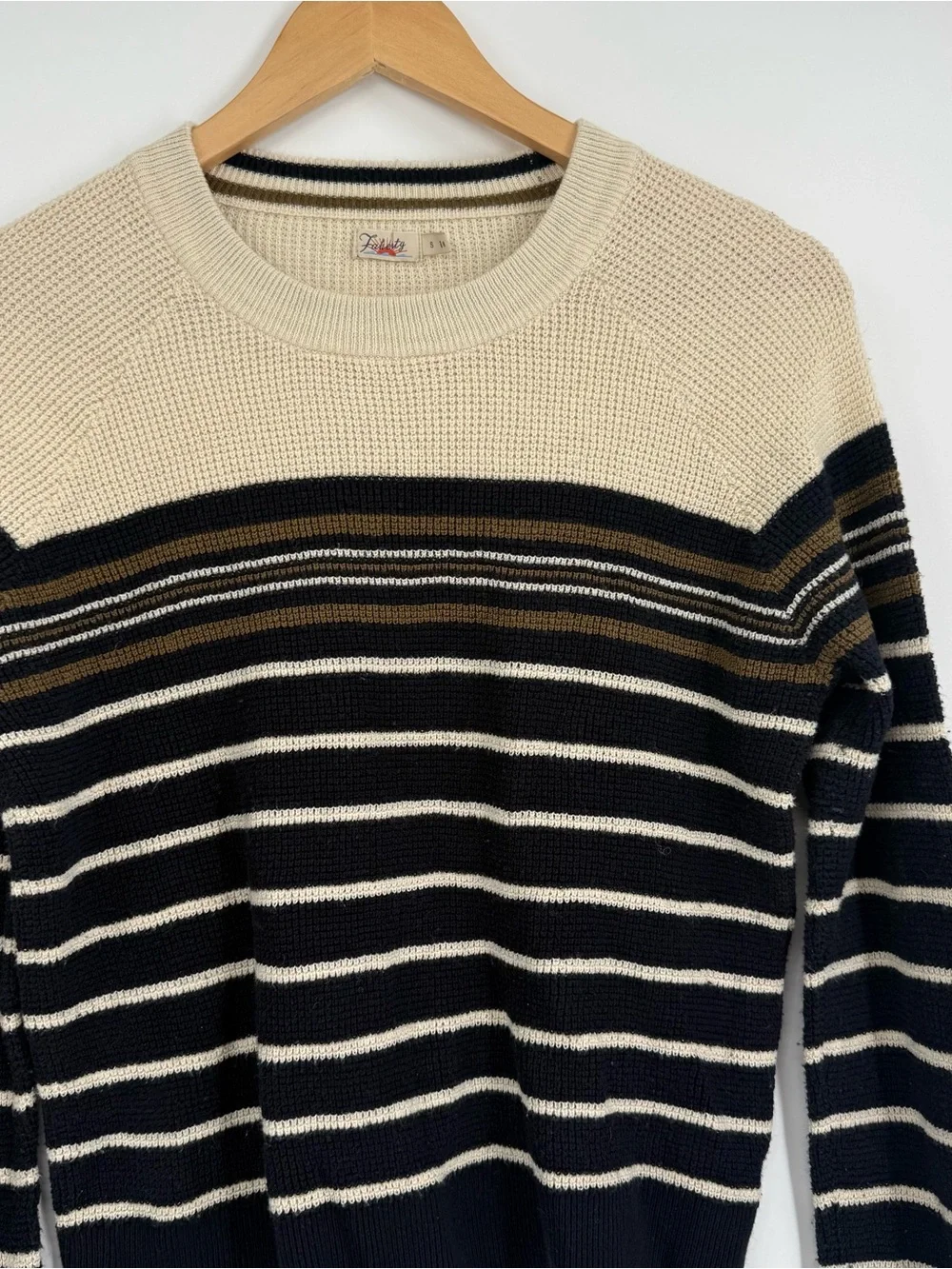 Faherty Women's Size S Waffle Knit Striped Sweater Top Organic Cotton Cashmere